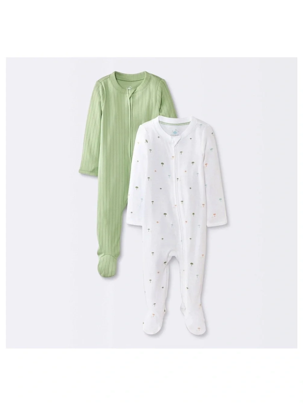 cloud island Green and White Footed One-Piece Pajama Set mushrooms 🍄